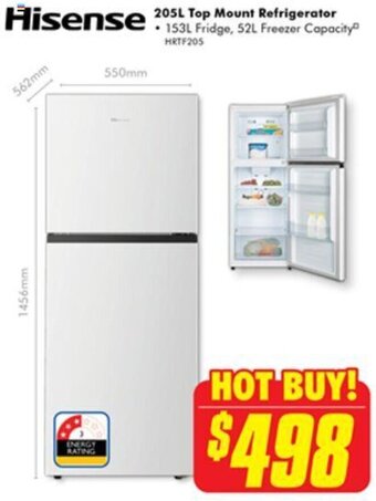 The Good Guys Hisense 205L Top Mount Refrigerator offer