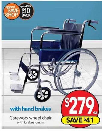Cheap as Chips Careworx wheel chair with brakes offer