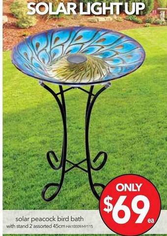 Solar peacock bird bath
