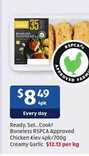 ALDI Readyn set...cook! boneless rspca approved chicken or creamy garlic offer
