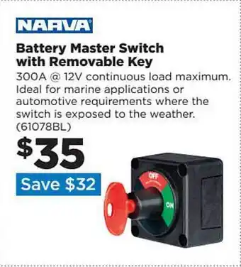 Repco Battery master switch with removable key narva offer