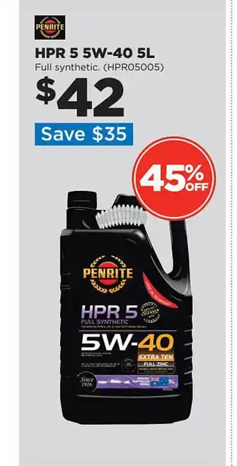 Repco Hpr 5 5w-40 5l penrite offer