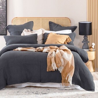 Pillow Talk Chunky waffle charcoal quilt cover set by m.u.s.e. offer
