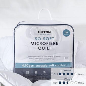Pillow Talk Comfort science so soft 450gsm microfibre quilt by hilton offer