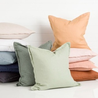 Pillow Talk Sahara linen feather square cushion by m.u.s.e. offer
