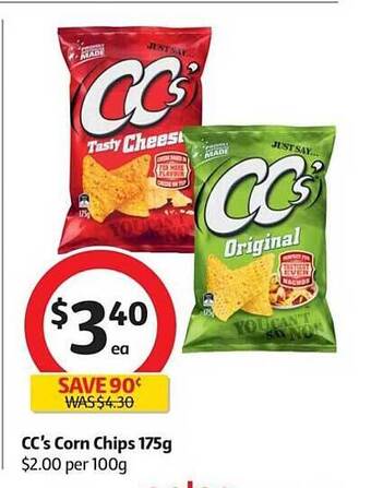 Coles Cc's corn chips 175g offer