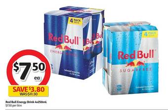 Coles Red bull energy drink 4x250ml offer