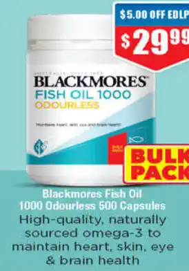 Chemist Warehouse Blackmores Fish Oil 1000 Odourless 500cap offer