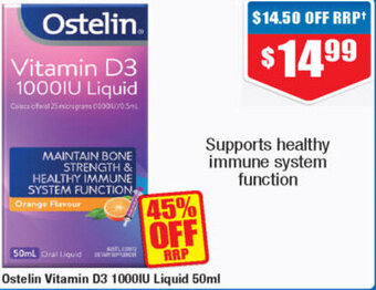 Chemist Warehouse Ostelin Vitamin D3 1000IU Liquid 50ml offer