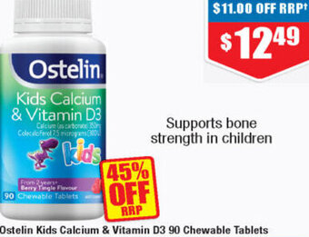 Ostelin Kids Calcium & Vitamin D3 90 Chewable Tablets