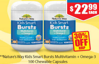 Chemist Warehouse Nature's Way Kids Smart Bursts Multivitamin + Omega 3 100 Chewable Capsules offer