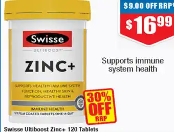 Chemist Warehouse Swisse Ultiboost Zinc+ 120Tab offer