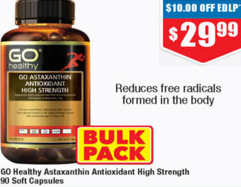 Chemist Warehouse GO Healthy Astaxanthin Antioxidant High Strength 90 Soft Capsules offer