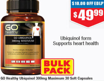 Chemist Warehouse GO Healthy Ubiquinol 300mg Maximum 30 Soft Capsules offer
