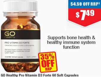 Chemist Warehouse Go Healthy Pro Vitamin D3 Forte 60 Soft Capsules offer