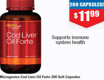 Chemist Warehouse Microgenics Cod Liver Oil Forte 300 Soft Capsules offer