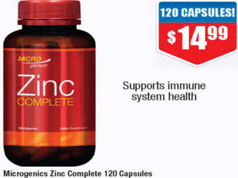 Chemist Warehouse Microgenics Zinc Complete 120 Capsules offer
