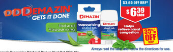 Chemist Warehouse Demazin Vapourising Patches 6 Pack or Chest Rub Stick 40g offer