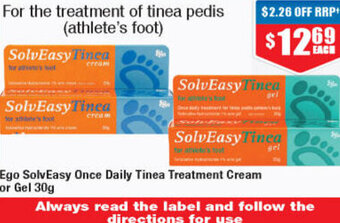 Chemist Warehouse Ego SolvEasy Once Daily Tinea Treatment Cream or Gel 30g offer
