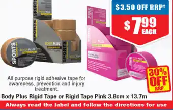 Chemist Warehouse Body Plus Rigid Tape or Rigid Tape Pink 3.8cm x 13.7m offer