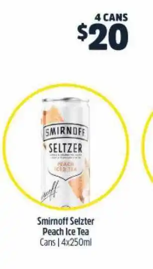 BWS Smirnoff seltzer peach ice tea offer