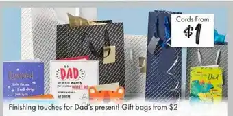 Finishing touches for dad's present gilft bags from $2