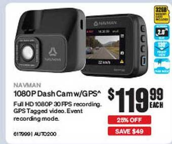 SuperCheap Auto Navman 1080p dash cam w gps offer