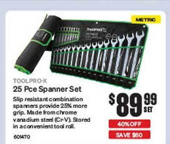 SuperCheap Auto Toolpro-x 25 pce spanner set offer
