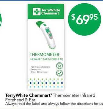 Terry White Terrywhite chemmart thermometer infrared forehead & ear offer