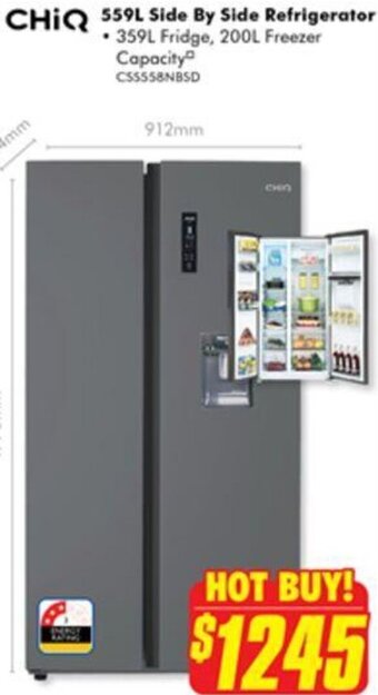 The Good Guys ChiQ 559L Side By Side Refrigerator offer