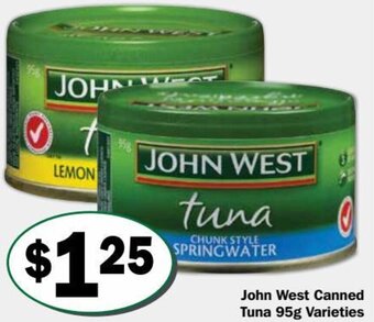 Friendly Grocer John West Canned Tuna 95g Varieties offer