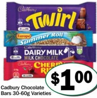 Friendly Grocer Cadbury Chocolate Bars 30-60g Varieties offer