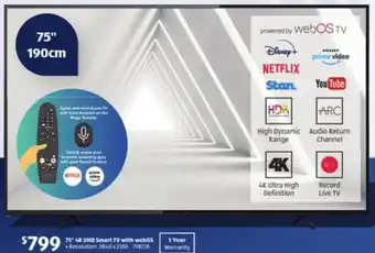 75" 4K UHD Smart TV With WebOS
