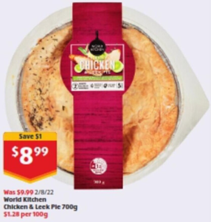 World Kitchen Chicken & Leek Pie 700g offer at ALDI