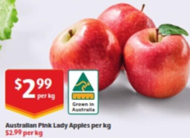 Australian Pink Lady Apples Per Kg offer at ALDI