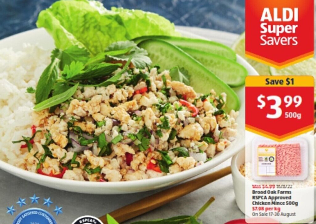 Broad Oak Farms RSPCA Approved Chicken Mince 500g offer at ALDI