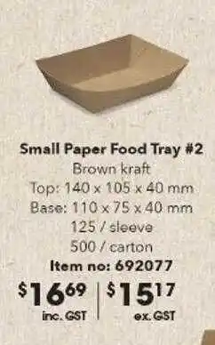 Campbells Wholesale Small paper food tray offer