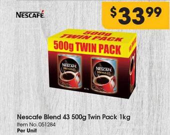 Campbells Wholesale Nescafe blend 43 500g twin pack 1kg offer
