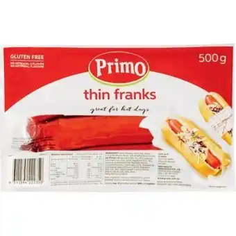 IGA Primo thin or cocktail franks 500g offer