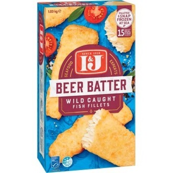IGA I&j fish wild caught original crumb 1kg or beer batter fish fillets 1.03kg offer