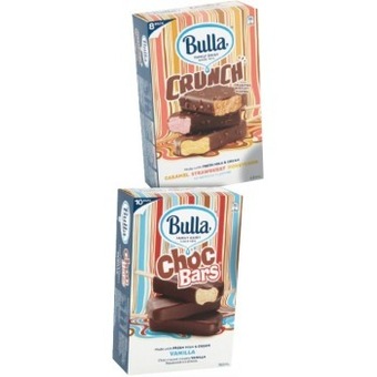 IGA Bulla choc bars, crunch or splits 8-10 pack selected varieties offer