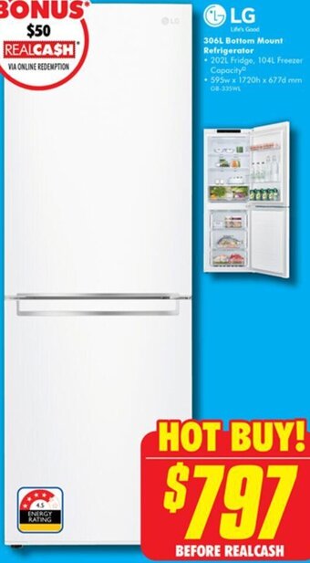 The Good Guys 306L Bottom Mount Refrigerator offer