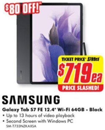 The Good Guys Galaxy Tab S7 FE 12.4" Wi-Fi 64GB - Black offer
