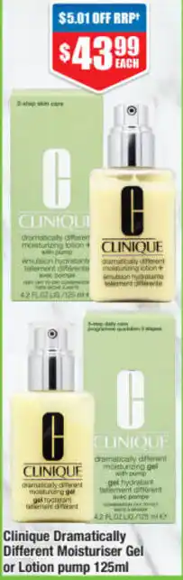 Chemist Warehouse Clinique Dramatically Different Moisturiser Gel or Lotion Pump 125ml offer