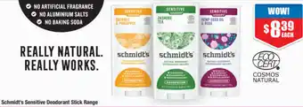 Chemist Warehouse Schmidt's Sensitive Deodorant Stick Range offer