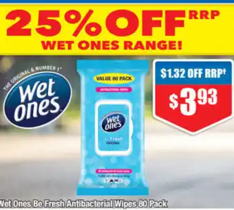 Chemist Warehouse Wet Ones Be Fresh Antibacterial Wipes 80 Pack offer