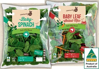 IGA Community co spinach big bag 280g or baby leaf mix 300g offer