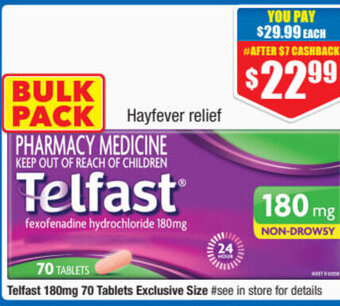 Chemist Warehouse Telfast 180mg 70 Tablets Exclusive Size offer