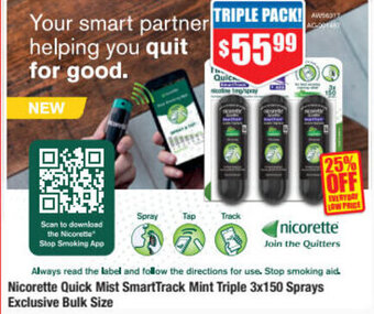 Chemist Warehouse Nicorette Quick Mist SmartTrack Mint Triple 3x150 Sprays offer