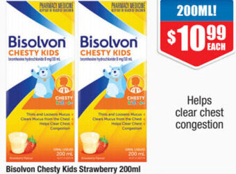 Chemist Warehouse Bisolvon Chesty Kids Strawberry 200ml offer